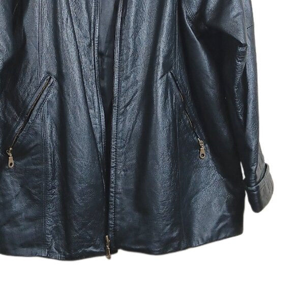 Laura Leigh Leather Jacket Womens M Black Zip Pockets Lightweight Moto Grunge - Picture 2 of 6